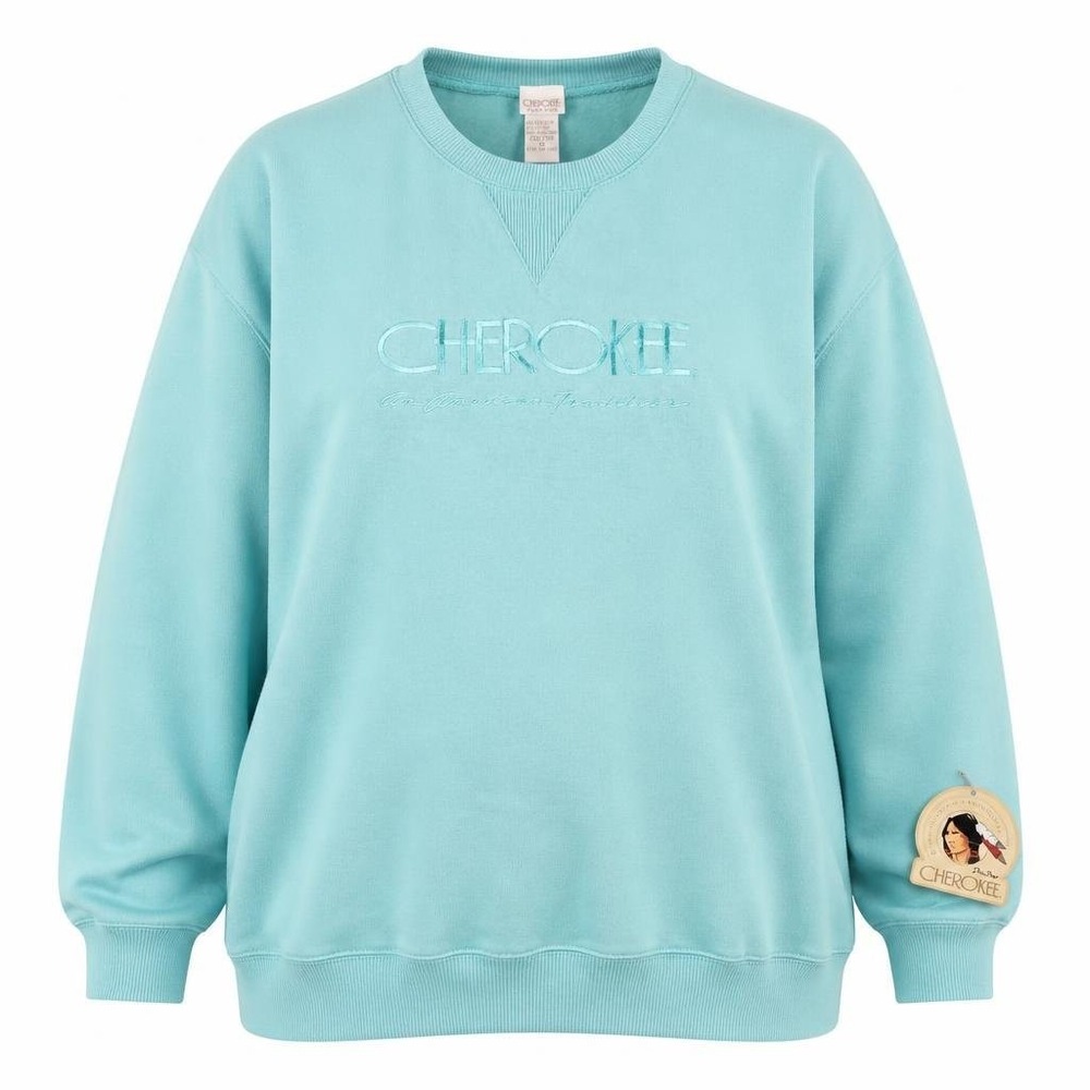 VTG Cherokee Sweatshirt Womens 3X Deadstock Turquoise Green Embossed 90s Retro